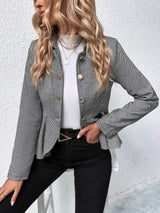 BEAUTIFUL I AM Ruffle Hem Collared Blazer Jacket