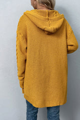 BEAUTIFUL I AM Cable-Knit Dropped Shoulder Hooded Cardigan