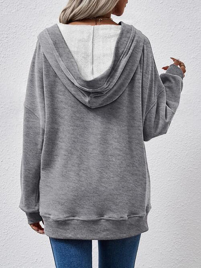 BEAUTIFUL I AM V-Neck Drop Shoulder Long Sleeve Hoodie