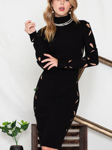 BEAUTIFUL I AM Turtle Neck Cutout Long Sleeve Mini Dress