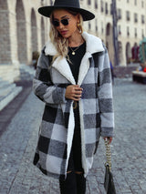 BEAUTIFUL I AM Plaid Open Front Coat Jacket with Pockets