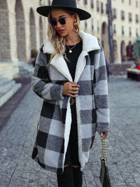 BEAUTIFUL I AM Plaid Open Front Coat Jacket with Pockets