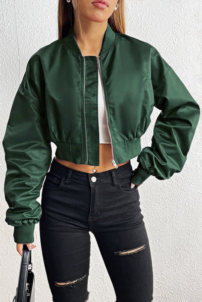 BEAUTIFUL I AM Zip-Up Ruched Cropped Jacket