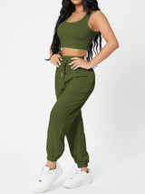 BEAUTIFUL I AM Wide Strap Top and Drawstring Joggers Set