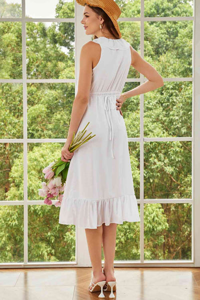 BEAUTIFUL I AM Ruffled Sleeveless Midi Dress