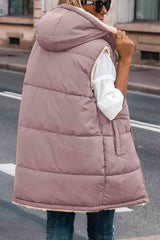 BEAUTIFUL I AM Zip-Up Longline Hooded Vest Jacket