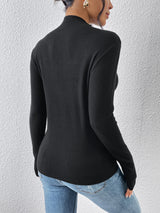 BEAUTIFUL I AM Mock Neck Long Sleeve Knit Top Shirt