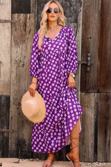 BEAUTIFUL I AM Printed Tie Neck Maxi Dress