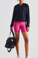 BEAUTIFUL I AM Half-Zip Hooded Sports Active Wear Top