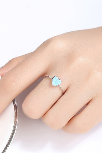 BEAUTIFUL I AM Opal Heart Jewelry 925 Sterling Silver Ring