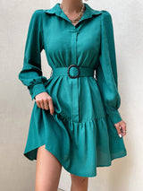 BEAUTIFUL I AM Collared Lantern Sleeve Mini Dress