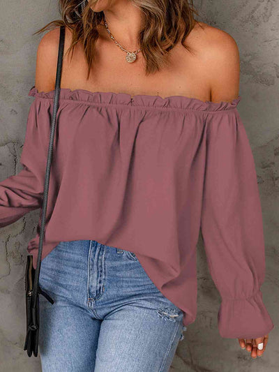 BEAUTIFUL I AM Off-Shoulder Flounce Sleeve Blouse Shirt