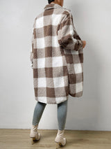 BEAUTIFUL I AM Plaid Collared Neck Button Down Jacket Coat