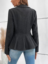 BEAUTIFUL I AM Ruffle Hem Collared Blazer Jacket