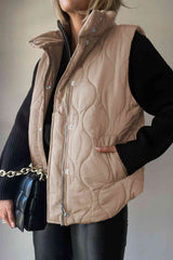 BEAUTIFUL I AM Collared Neck Vest Jacket with Pockets