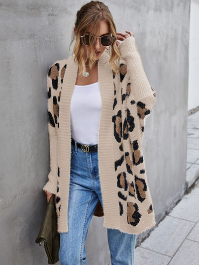 BEAUTIFUL I AM Leopard Pattern Fuzzy Cardigan