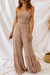 BEAUTIFUL I AM Floral Spaghetti Strap Smocked Wide Leg Pants Jumpsuit