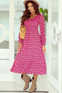 BEAUTIFUL I AM Printed Long Sleeve Midi Dress