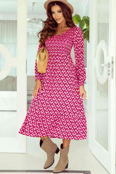 BEAUTIFUL I AM Printed Long Sleeve Midi Dress