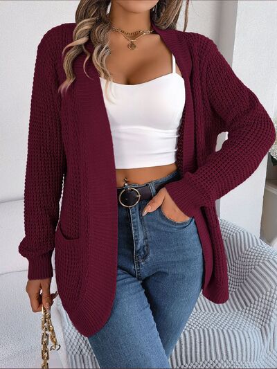 BEAUTIFUL I AM Open Front Long Sleeve Cardigan with Pockets