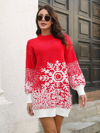 BEAUTIFUL I AM Snowflake Pattern Sweater Dress