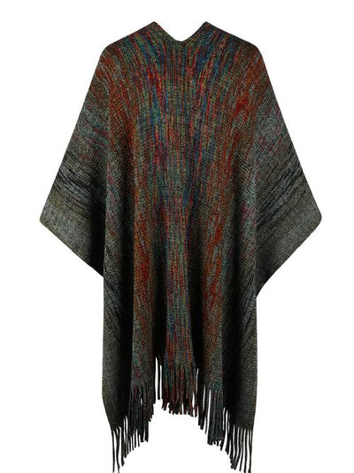 BEAUTIFUL I AM Heathered Fringe Hem Poncho