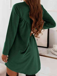 BEAUTIFUL I AM Ruched Round Neck Long Sleeve Dress