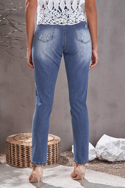 BEAUTIFUL I AM Leopard Patch Ankle-Length Jeans