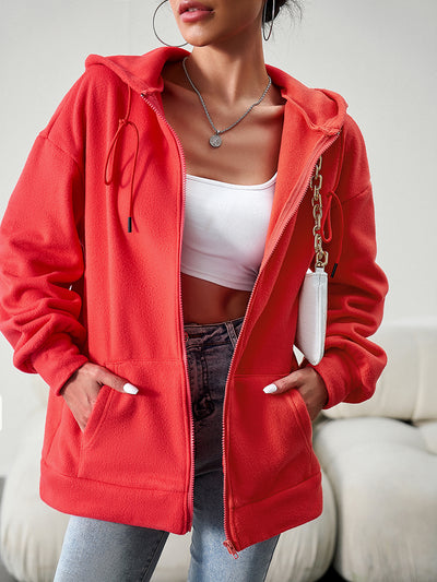 BEAUTIFUL I AM Dropped Shoulder Hooded Jacket with Pocket Hoodie