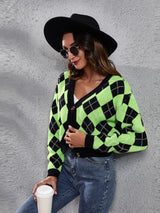 BEAUTIFUL I AM Geometric Button Up Long Sleeve Cardigan