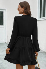 BEAUTIFUL I AM V-Neck Tie Neck Long Sleeve Dress