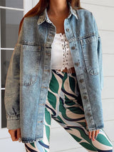 BEAUTIFUL I AM Button Down Collared Neck Denim Jacket