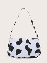 BEAUTIFUL I AM Cow Print Butterfly Charm Shoulder Bag