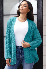 BEAUTIFUL I AM Open Front Cable-Knit Cardigan