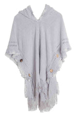 BEAUTIFUL I AM Fringe Hem Hooded Poncho