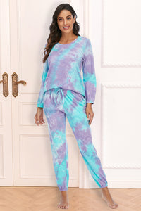 BEAUTIFUL I AM Tie-Dye Top and Drawstring Pants Lounge Set