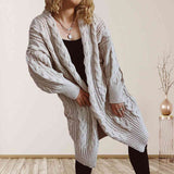 BEAUTIFUL I AM Cable-Knit Open Front Dropped Shoulder Cardigan