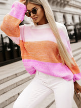 BEAUTIFUL I AM Ribbed Color Block Long Sleeve Sweater