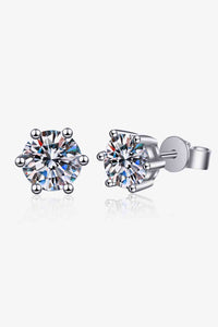 BEAUTIFUL I AM 925 Sterling Silver 6-Prong 2 Carat Moissanite Jewelry Stud Earrings