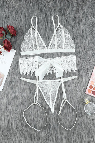 BEAUTIFUL I AM Lace Lingerie Three-Piece Set