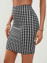 BEAUTIFUL I AM Houndstooth High Waist Mini Skirt Dress