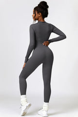 BEAUTIFUL I AM Half Zip Long Sleeve Active Wear Jumpsuit