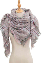 BEAUTIFUL I AM Plaid Raw Hem Polyester Scarf