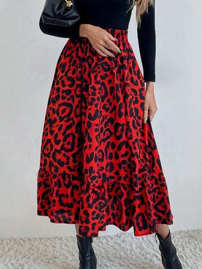 BEAUTIFUL I AM Printed Ruffle Hem Midi Skirt Dress