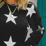 BEAUTIFUL I AM Star Pattern Round Neck Sweater