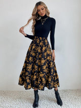 BEAUTIFUL I AM Printed Ruffle Hem Midi Skirt Dress