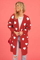 BEAUTIFUL I AM Heart Graphic Open Front Cardigan with Pockets