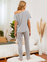 BEAUTIFUL I AM Round Neck Top and Pants Lounge Sleep Wear Set