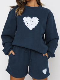 BEAUTIFUL I AM Graphic Sweatshirt and Shorts Set with Pockets