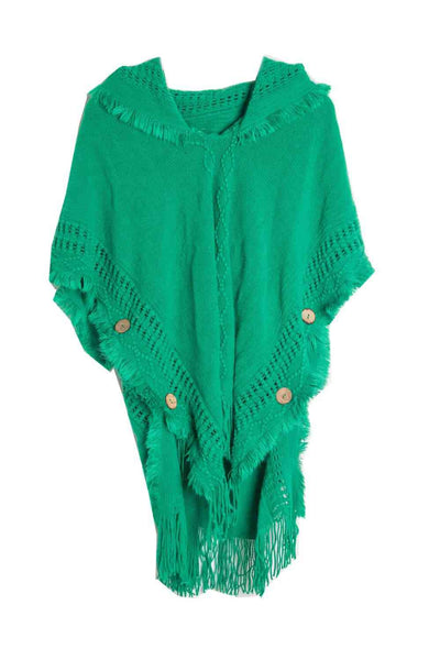 BEAUTIFUL I AM Fringe Hem Hooded Poncho